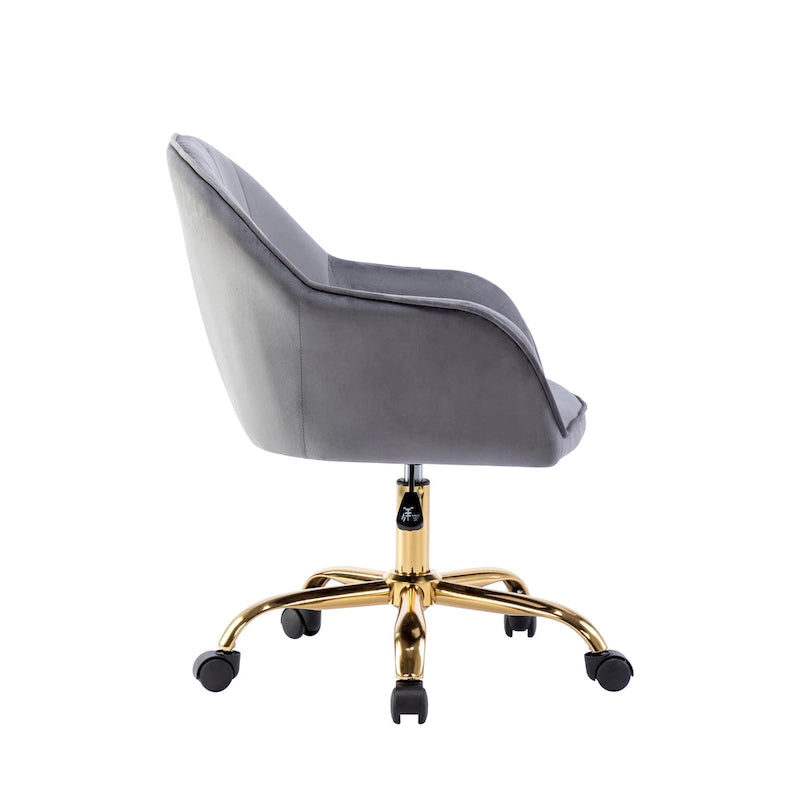 Porthos Home Xenos Velvet Office Chair with Gold Chrome Base