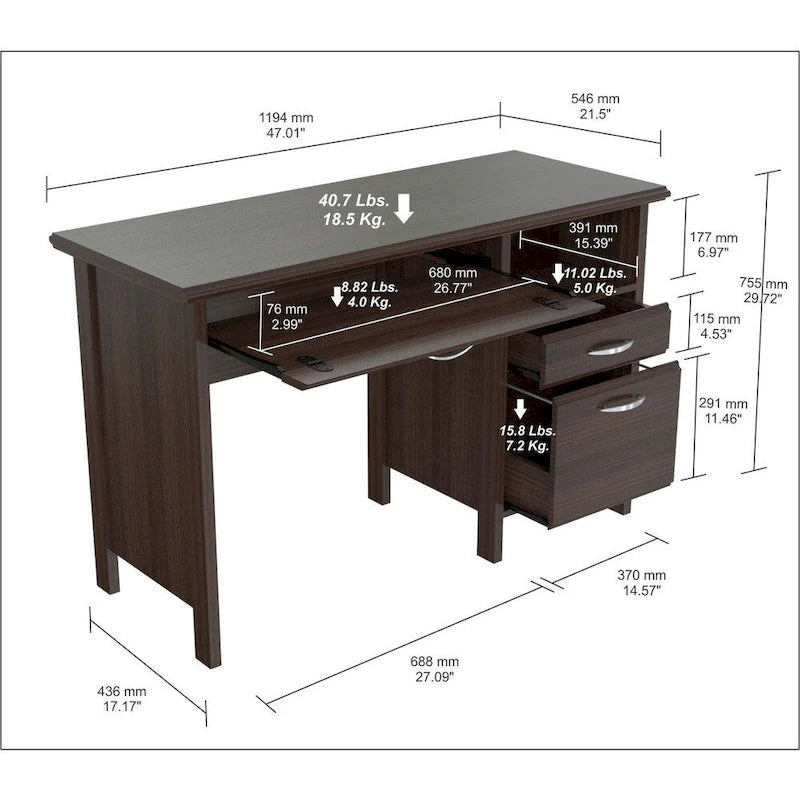 Copper Grove Mollice Softform Espresso Computer Desk