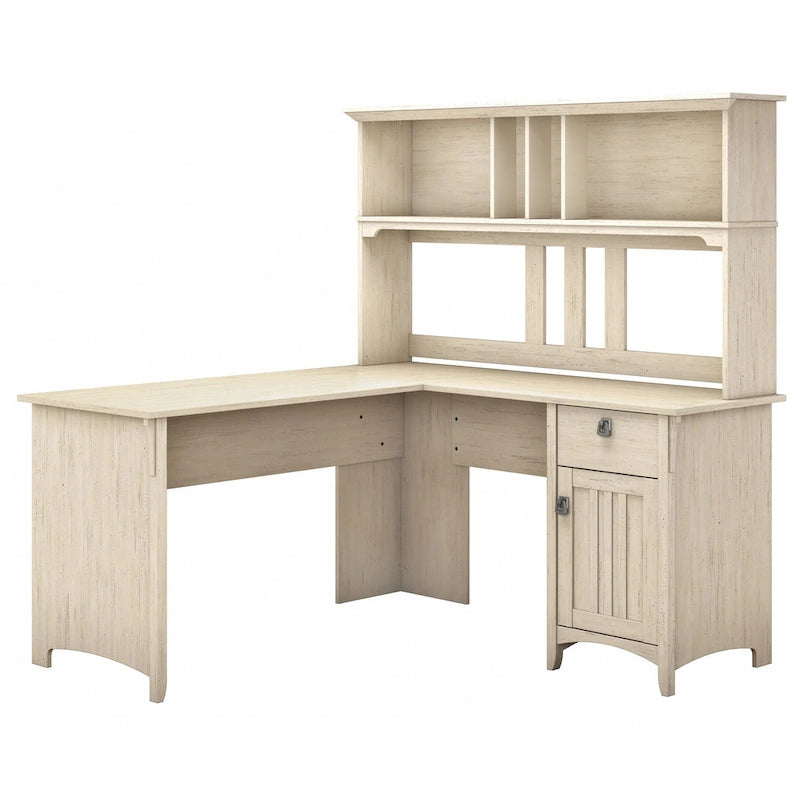 Bush Furniture Salinas 60W L Shaped Desk with Storage Hutch