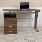 Pedestal 3-drawer Computer Desk with Keyboard Tray
