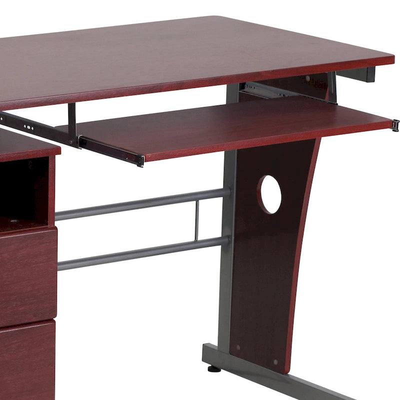 Pedestal 3-drawer Computer Desk with Keyboard Tray