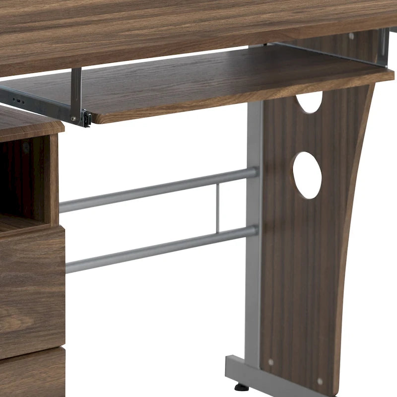 Pedestal 3-drawer Computer Desk with Keyboard Tray