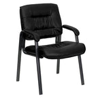 LeatherSoft Executive Side Reception Lounge Chair with Titanium Gray Frame