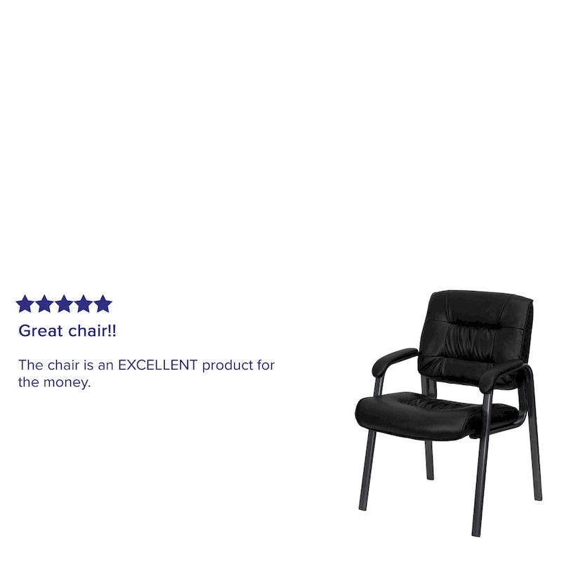 LeatherSoft Executive Side Reception Lounge Chair with Titanium Gray Frame