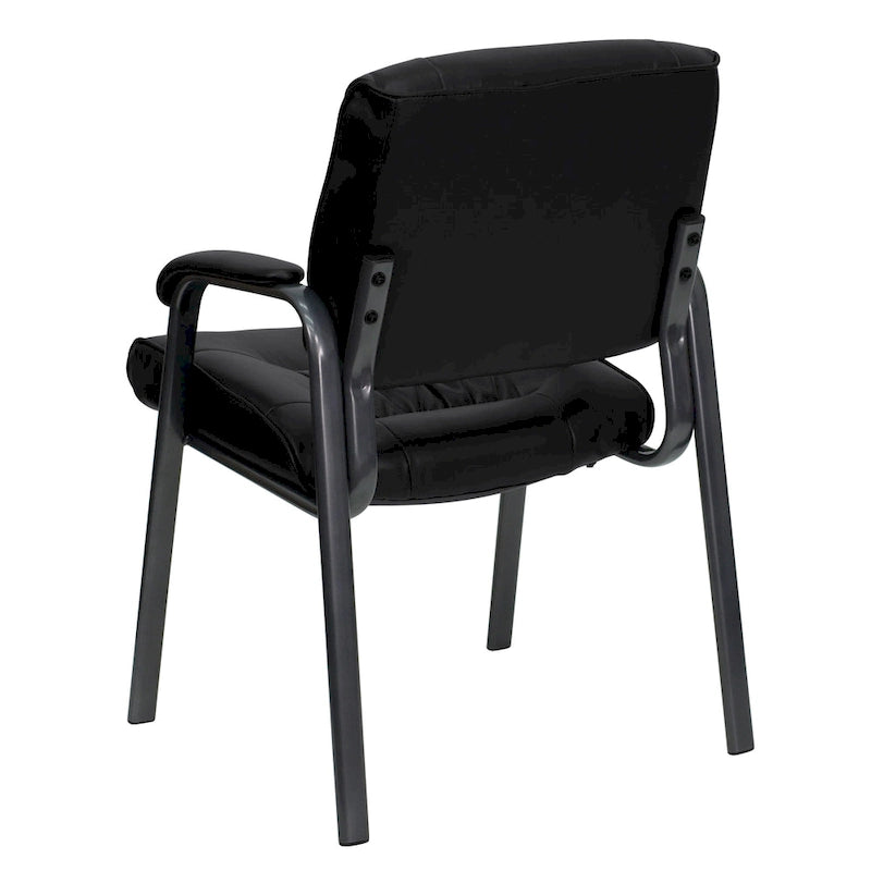LeatherSoft Executive Side Reception Lounge Chair with Titanium Gray Frame