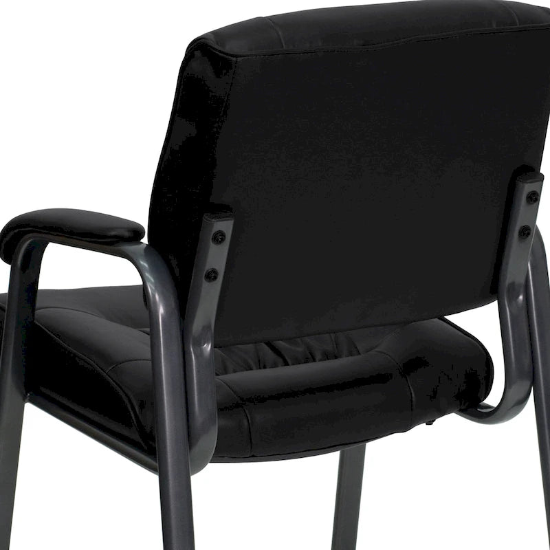 LeatherSoft Executive Side Reception Lounge Chair with Titanium Gray Frame