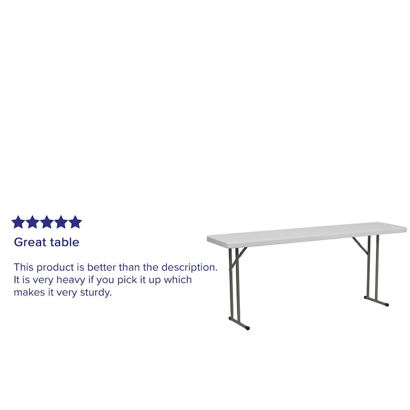 18 W x 72 L Plastic Folding Training Table with Granite White Surface