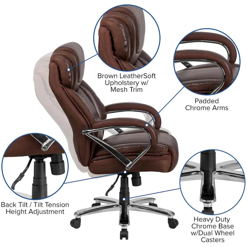 Big & Tall LeatherSoft Executive Swivel Ergonomic Office Chair