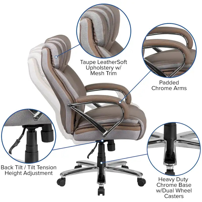 Big & Tall LeatherSoft Executive Swivel Ergonomic Office Chair