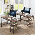 Computer Desk with Storage Shelves, Industrial Reversible Home Office Desk Workstation Study