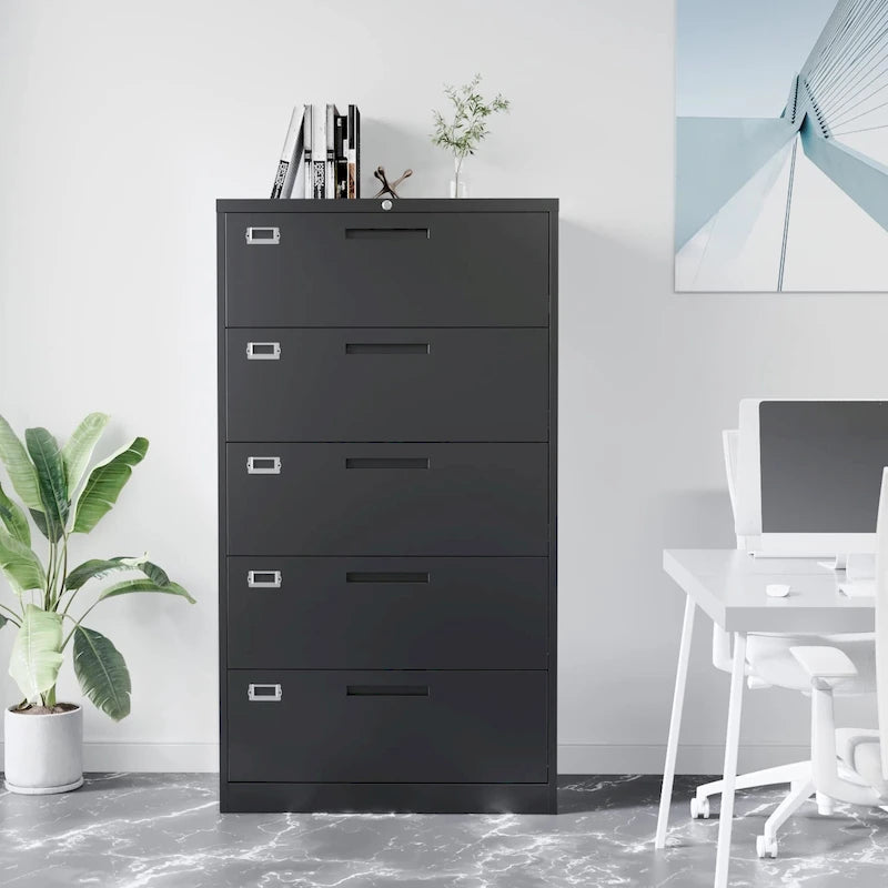 Steel 5 Drawer Lateral File Cabinet Storage Cabinets
