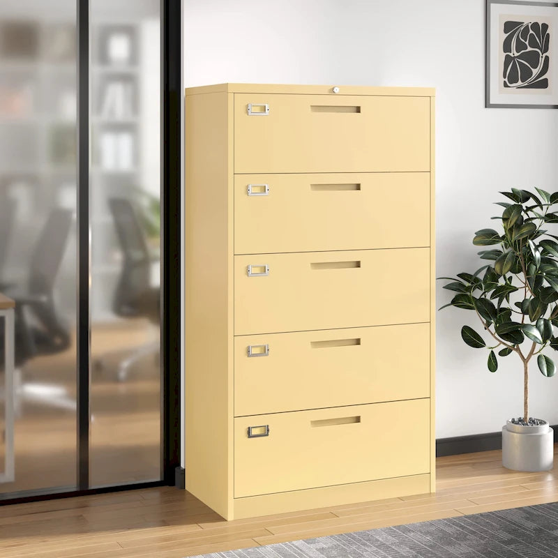 Steel 5 Drawer Lateral File Cabinet Storage Cabinets