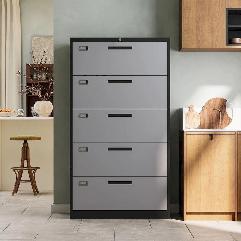 Steel 5 Drawer Lateral File Cabinet Storage Cabinets