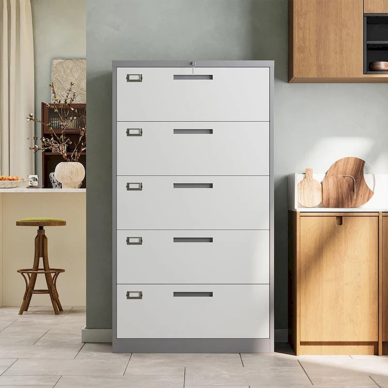 Steel 5 Drawer Lateral File Cabinet Storage Cabinets