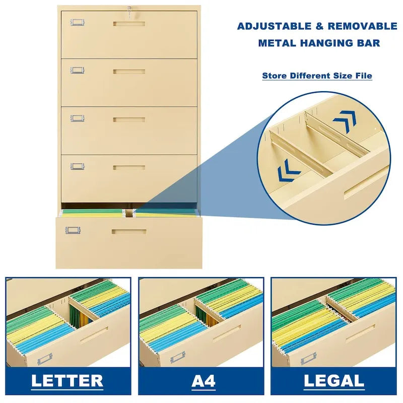 Steel 5 Drawer Lateral File Cabinet Storage Cabinets