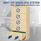 Steel 5 Drawer Lateral File Cabinet Storage Cabinets