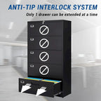 Steel 5 Drawer Lateral File Cabinet Storage Cabinets