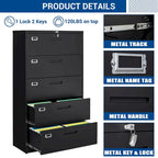 Steel 5 Drawer Lateral File Cabinet Storage Cabinets