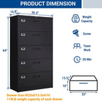 Steel 5 Drawer Lateral File Cabinet Storage Cabinets