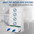 Steel 5 Drawer Lateral File Cabinet Storage Cabinets