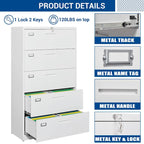 Steel 5 Drawer Lateral File Cabinet Storage Cabinets