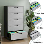 Steel 5 Drawer Lateral File Cabinet Storage Cabinets