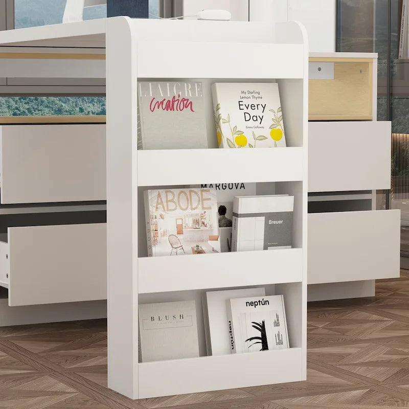 Storage Desk Movable Tabletop with Shelves and Display Area Dresser