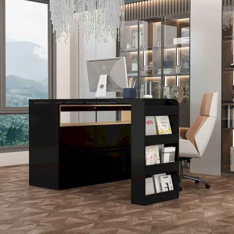 Storage Desk Movable Tabletop with Shelves and Display Area Dresser