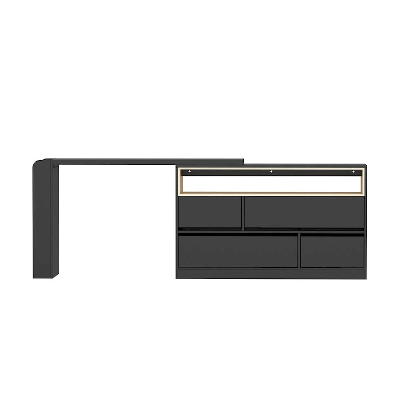 Storage Desk Movable Tabletop with Shelves and Display Area Dresser