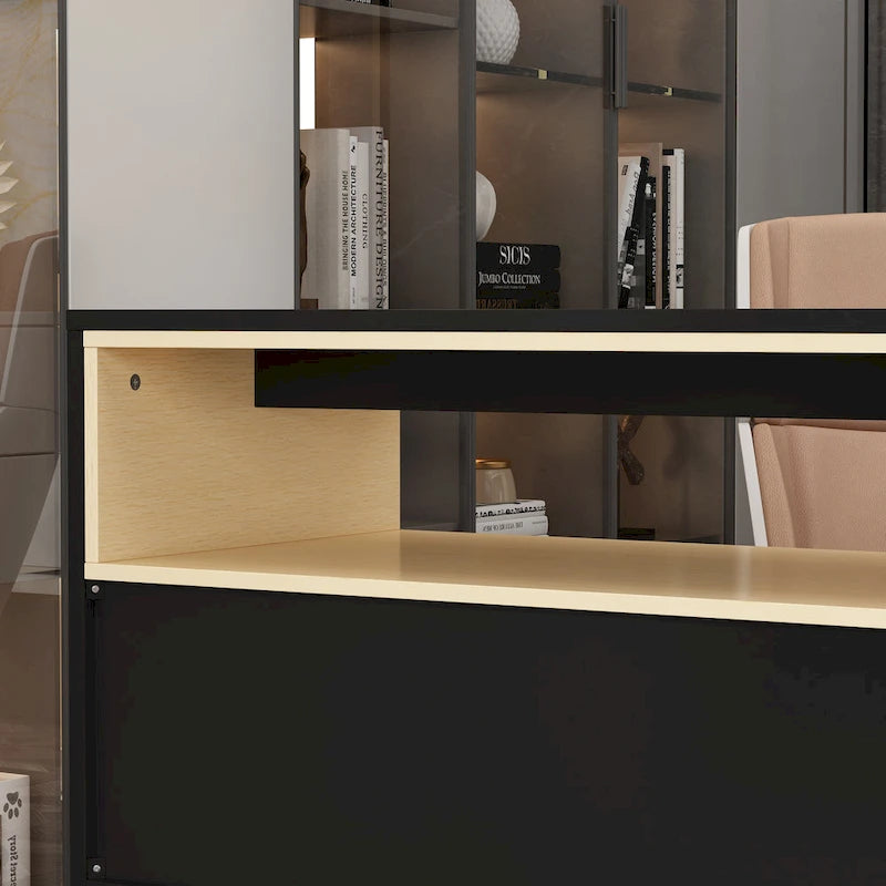 Storage Desk Movable Tabletop with Shelves and Display Area Dresser