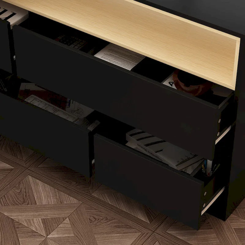 Storage Desk Movable Tabletop with Shelves and Display Area Dresser