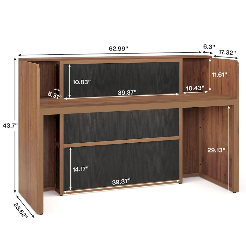 Large Reception Desk Front Desk with LED Lights for Salon Reception Room Store Office Lobby Retail Shop Clinic