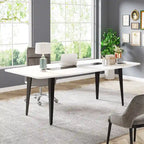 70.86  White Office Desk with Strong Metal Legs, Boat Shpae