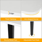 70.86  White Office Desk with Strong Metal Legs, Boat Shpae