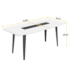 70.86  White Office Desk with Strong Metal Legs, Boat Shpae