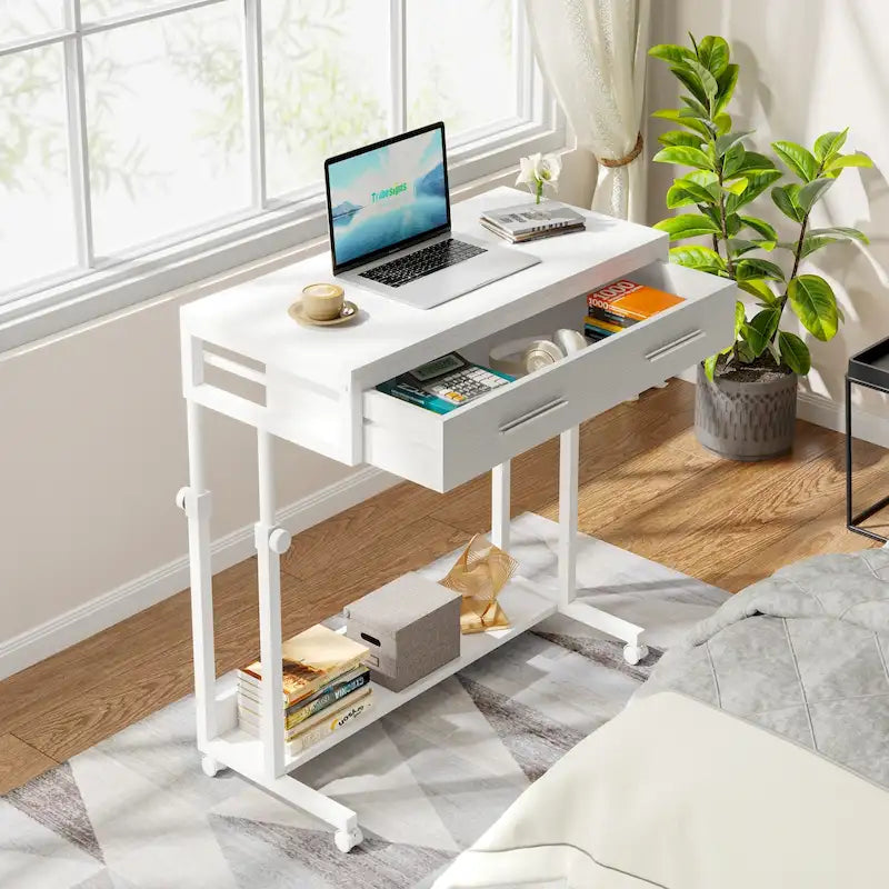 Mobile Portable Laptop Standing Desk with Drawers