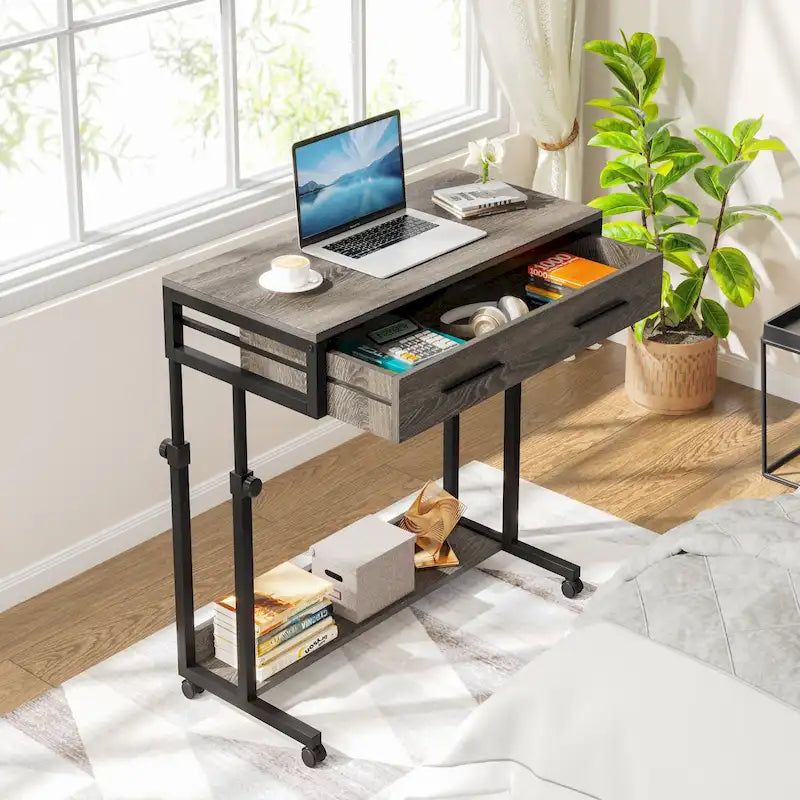 Mobile Portable Laptop Standing Desk with Drawers