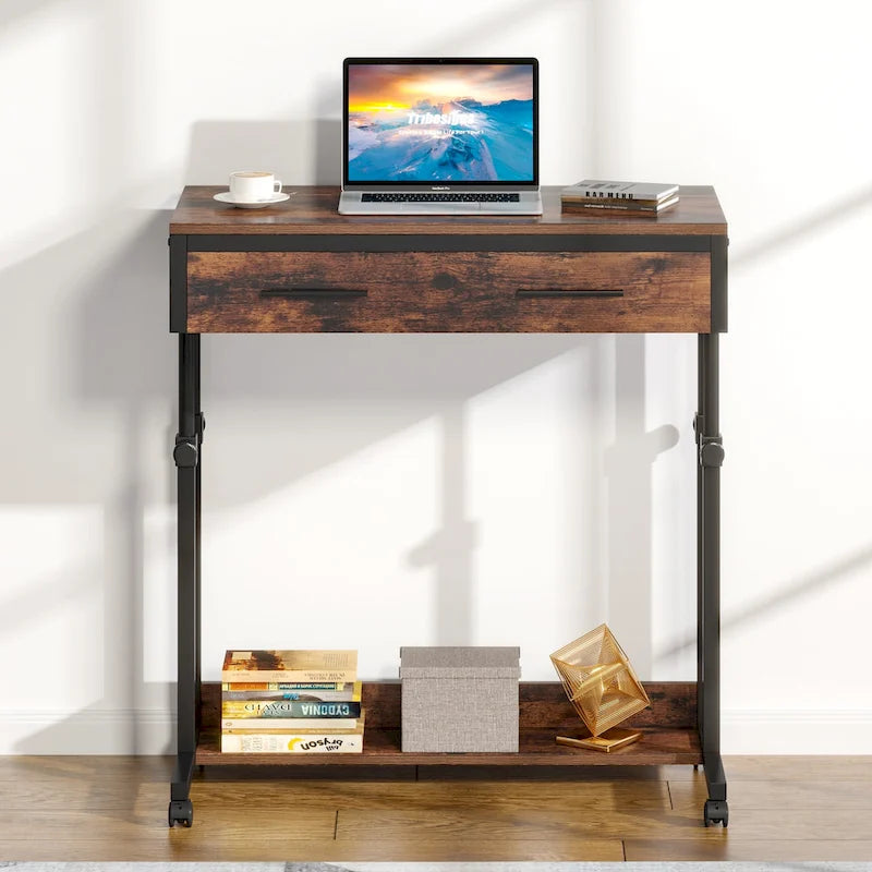Mobile Portable Laptop Standing Desk with Drawers