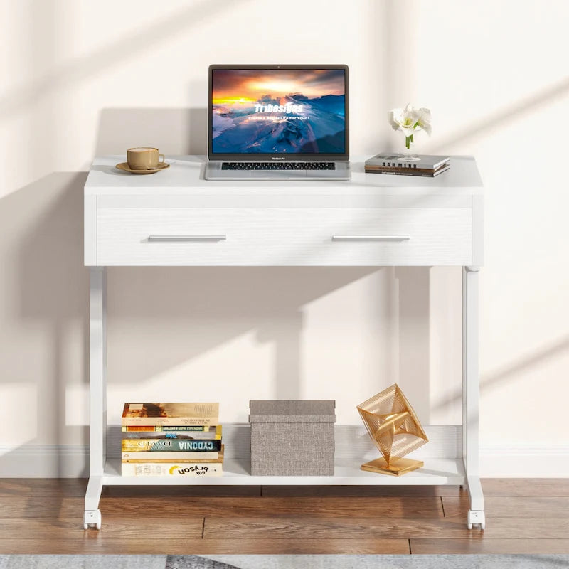 Mobile Portable Laptop Standing Desk with Drawers