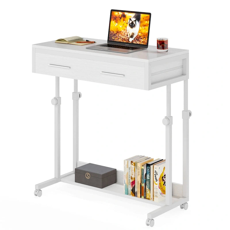 Mobile Portable Laptop Standing Desk with Drawers