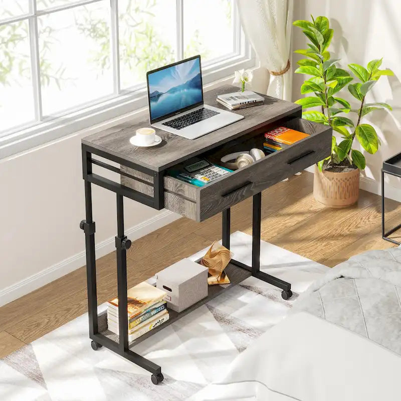 Mobile Portable Laptop Standing Desk with Drawers