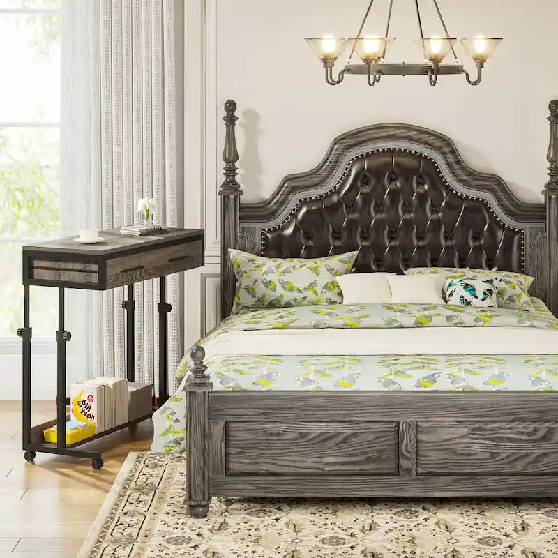 Mobile Portable Laptop Standing Desk with Drawers