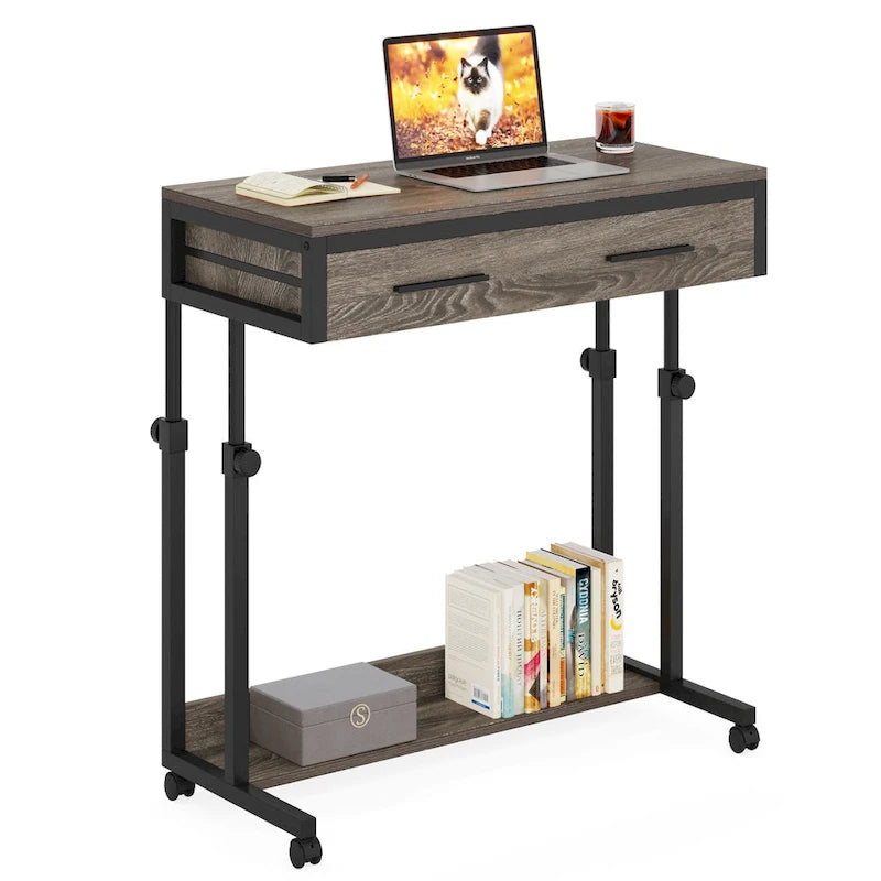 Mobile Portable Laptop Standing Desk with Drawers