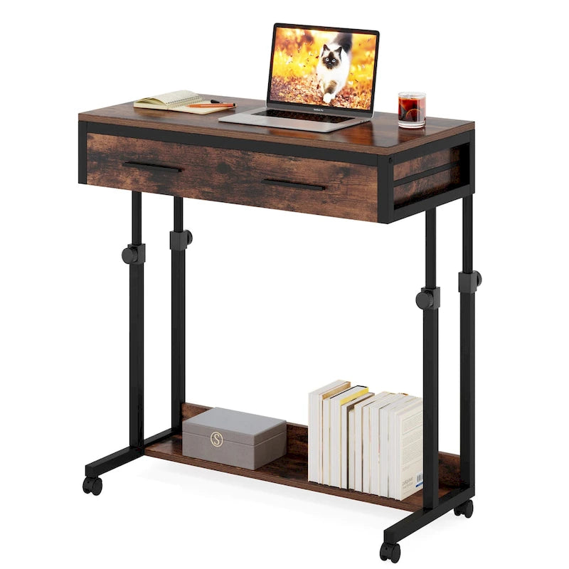 Mobile Portable Laptop Standing Desk with Drawers
