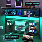 L Shaped Gaming Desk Pegboard and Drawers Monitor Stand