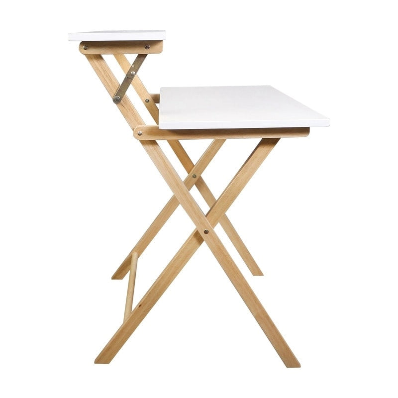 Solid Wood 2-tier Folding Laptop Working Desk