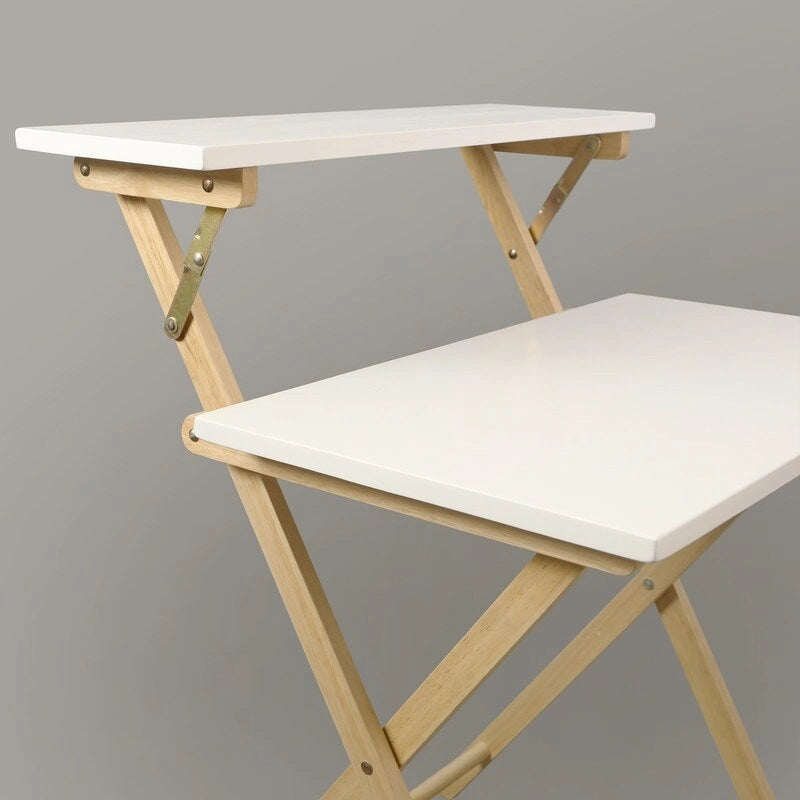 Solid Wood 2-tier Folding Laptop Working Desk