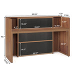 Reception Desk Front Desk with LED Lights,Large Reception Counter Table with Private Panels