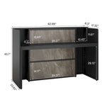 Reception Desk Front Desk with LED Lights,Large Reception Counter Table with Private Panels