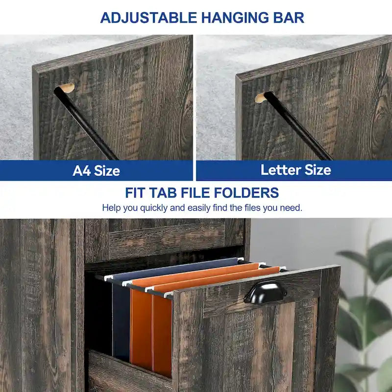 Moasis 4 Drawer Rustic Wood Vertical File Cabinet with Lock Storage Cabinet